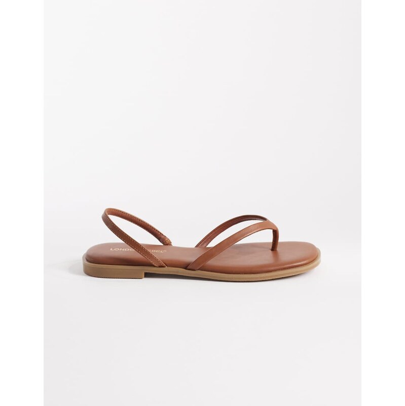 London Rebel Florie flat sandal in tan-Brown