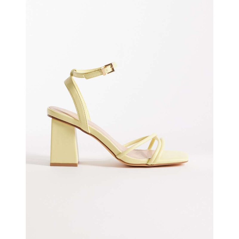 London Rebel Ash strappy mid block heeled sandals in citrus lime-Green 115517916