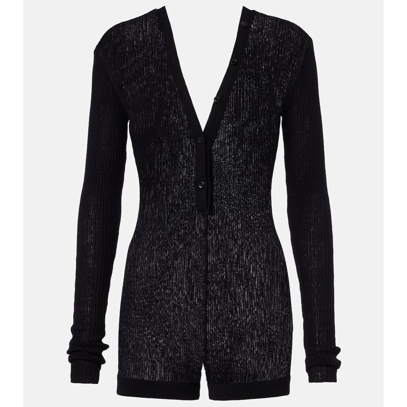 Mugler Ribbed-knit cotton romper