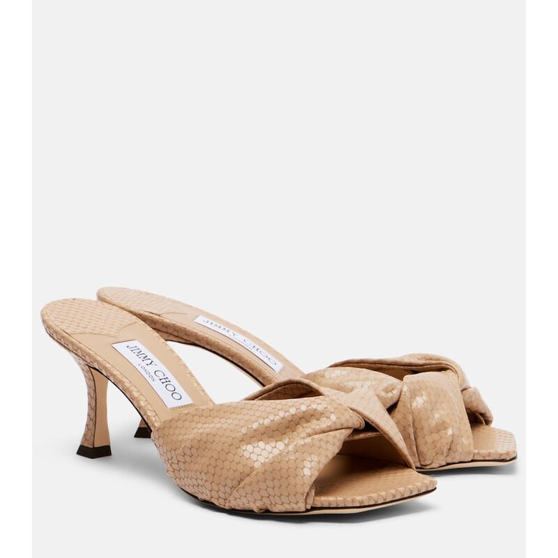Jimmy Choo Skye Twist snake-effect leather mules