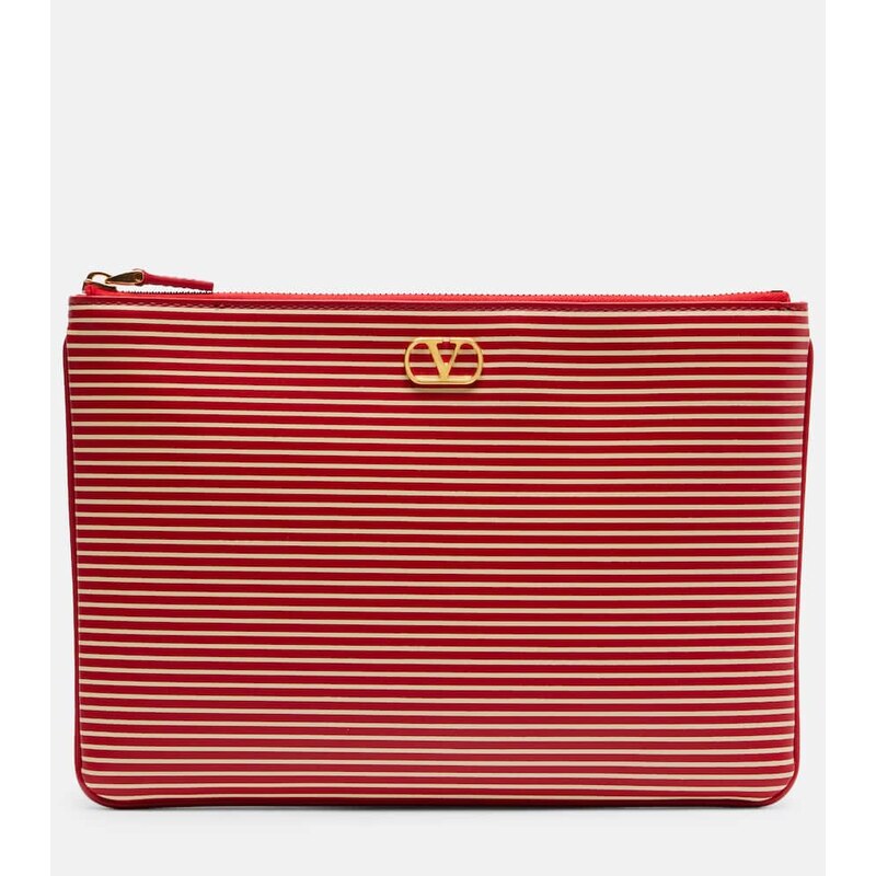 Valentino Garavani VLogo striped leather pouch
