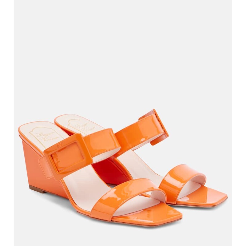 Roger Vivier Belle Vivier 60 patent leather wedge mules