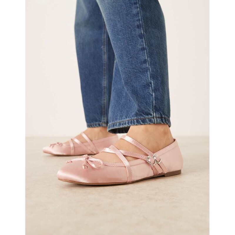 RAID Varley ballet flats in brown pink satin 115518864