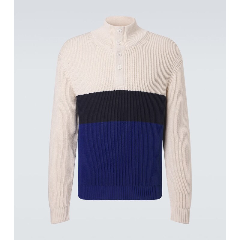 Dunhill Colorblocked cotton and silk sweater