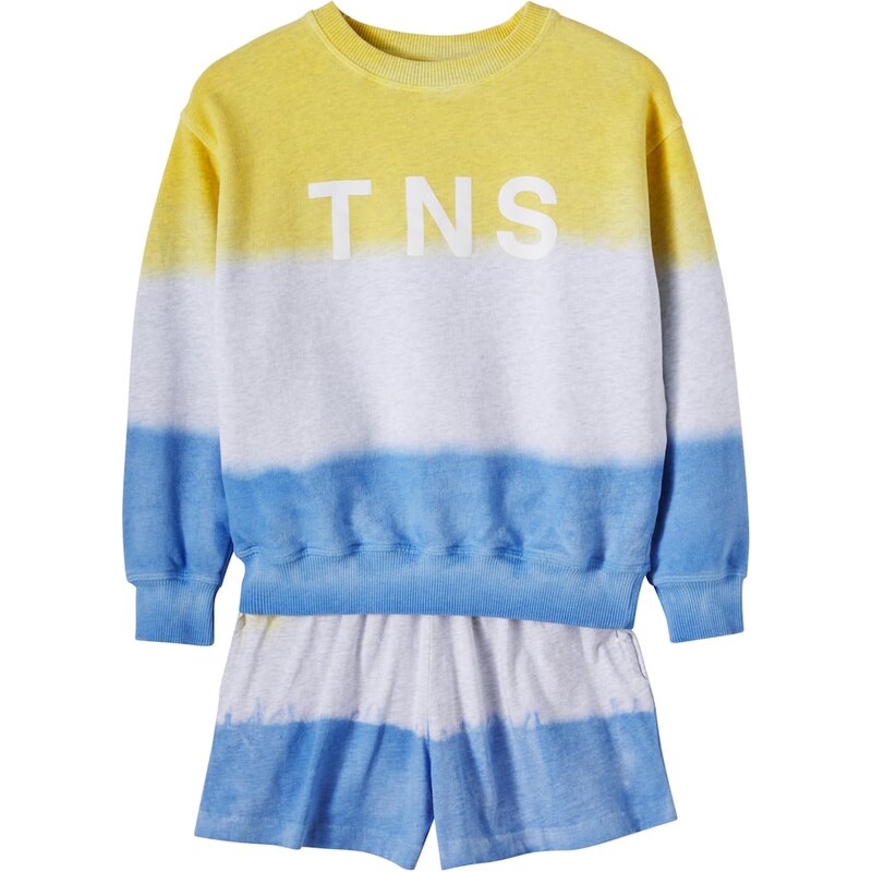 The New Society Tie Dye logo cotton sweatshirt and shorts set