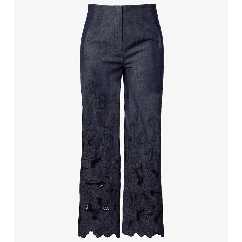 Veronica Beard Osborne cotton chambray wide-leg pants