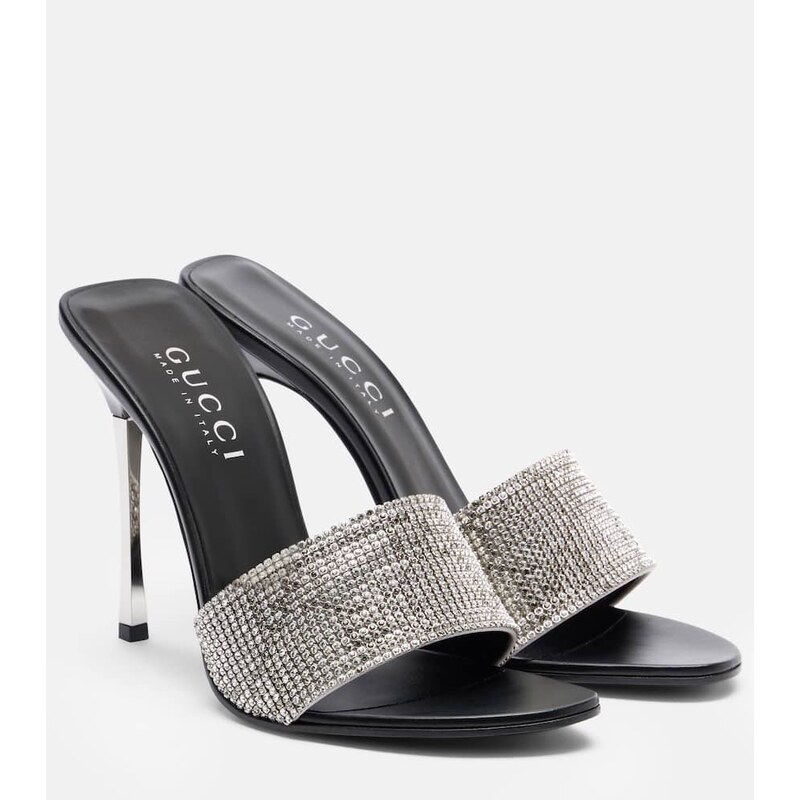 Gucci Bombshell 120 embellished satin mules