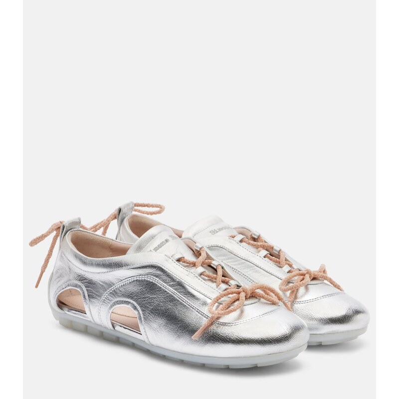 Simone Rocha Cutout metallic leather sneakers