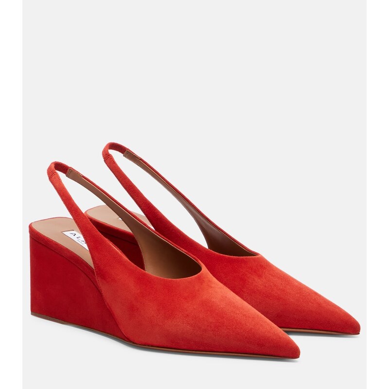 Alaia AlaÃ¯a Cube suede slingback wedges