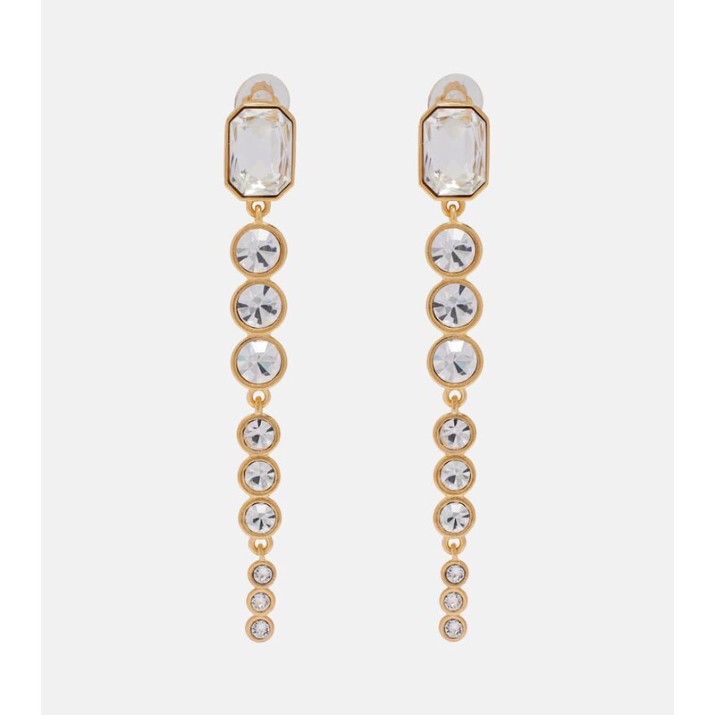 Oscar de la Renta Crystal-embellished clip-on earrings