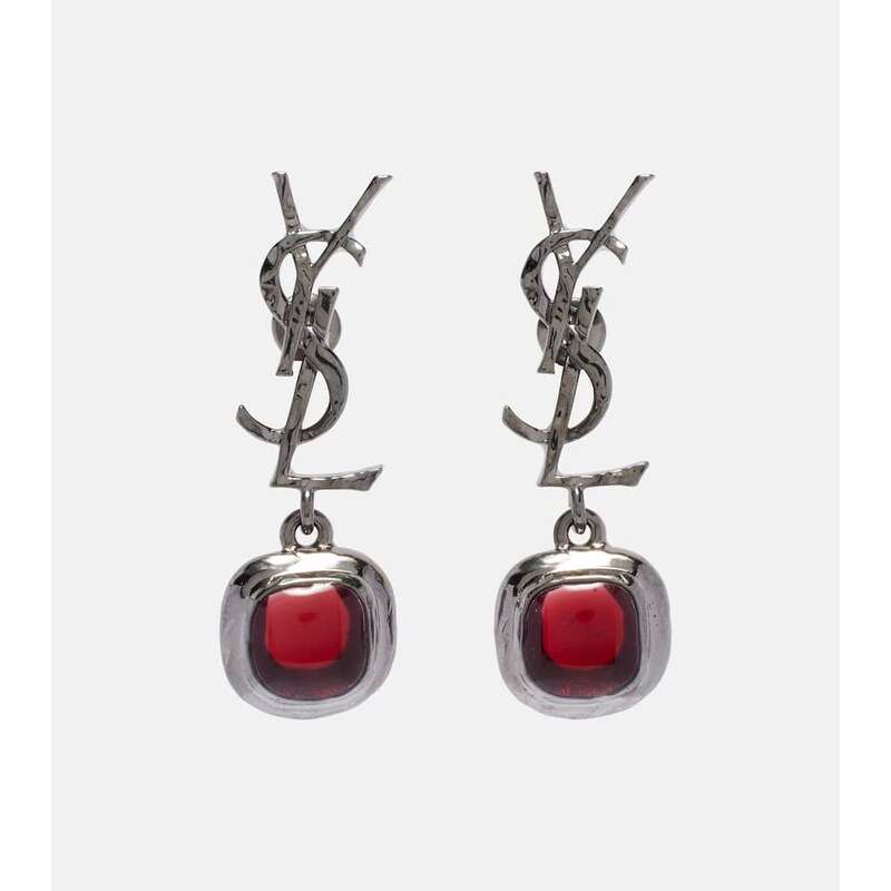 Saint Laurent Cassandre embellished drop earrings