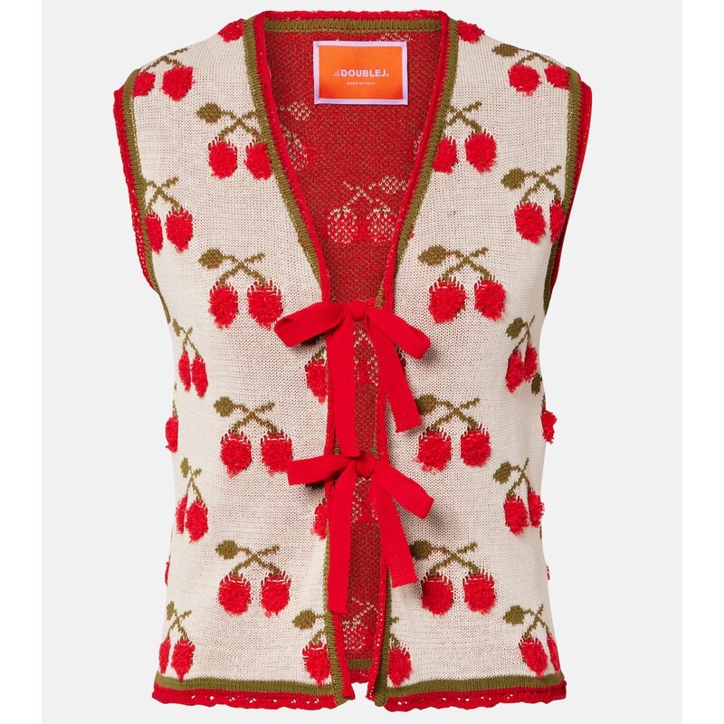 La DoubleJ Cherry cotton-blend intarsia vest
