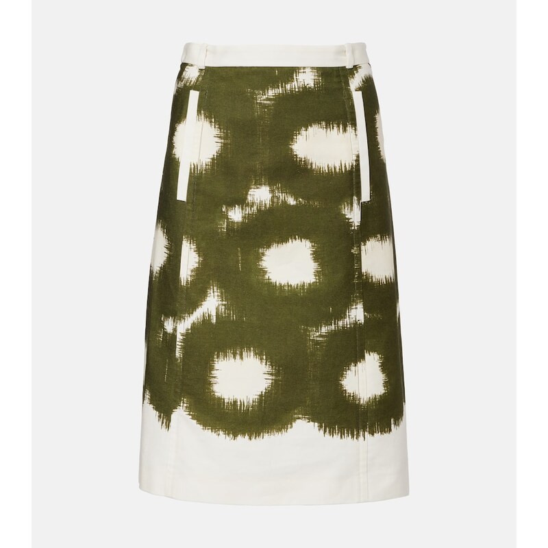 Prada Tie-dye cotton canvas midi skirt
