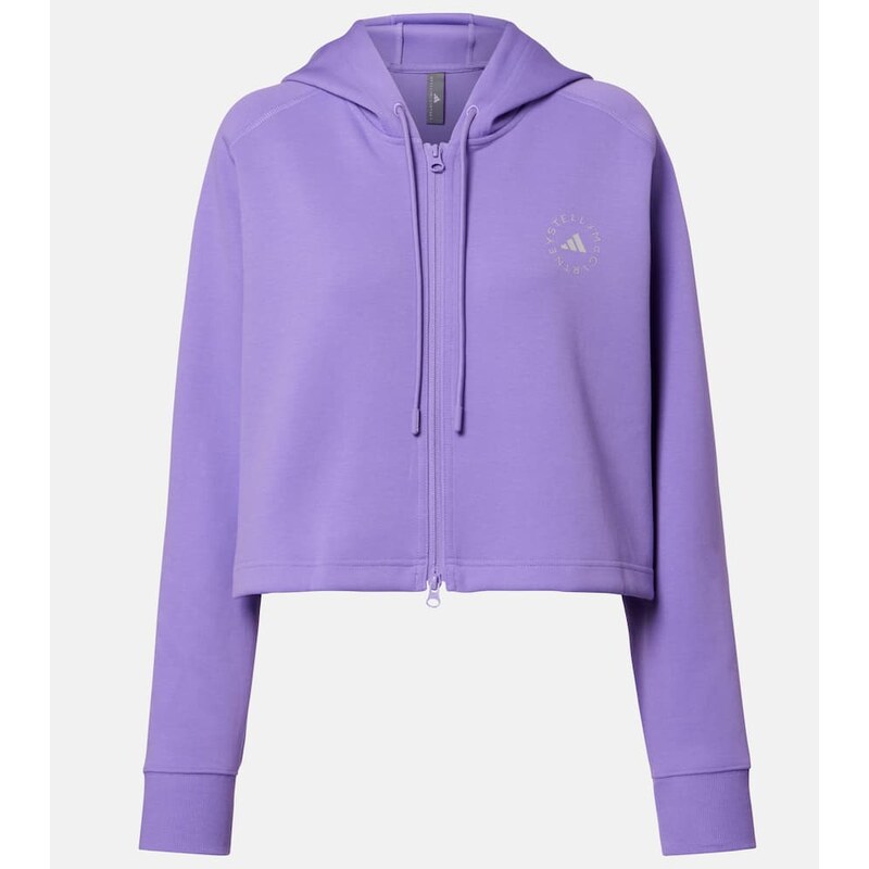 Adidas by Stella McCartney Logo cropped cotton-blend hoodie