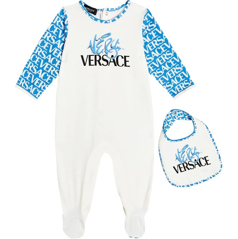 Versace Kids Baby cotton-blend printed onesie and bib set