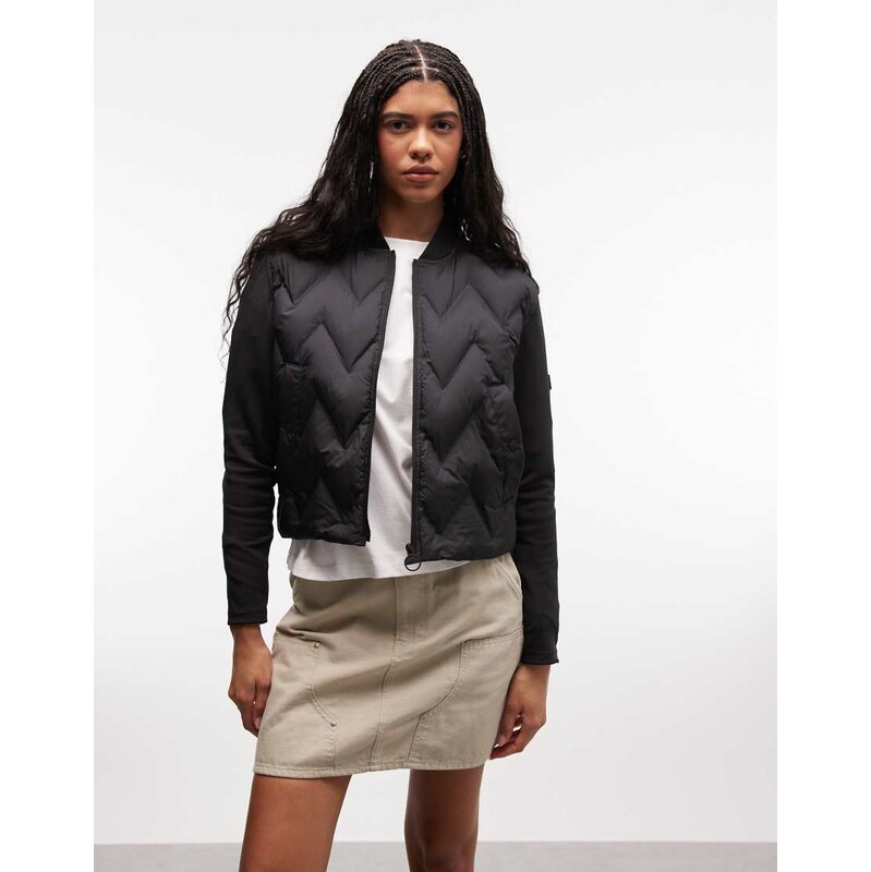 Barbour International Prism cropped quilted sweat bomber jacket in 114956367