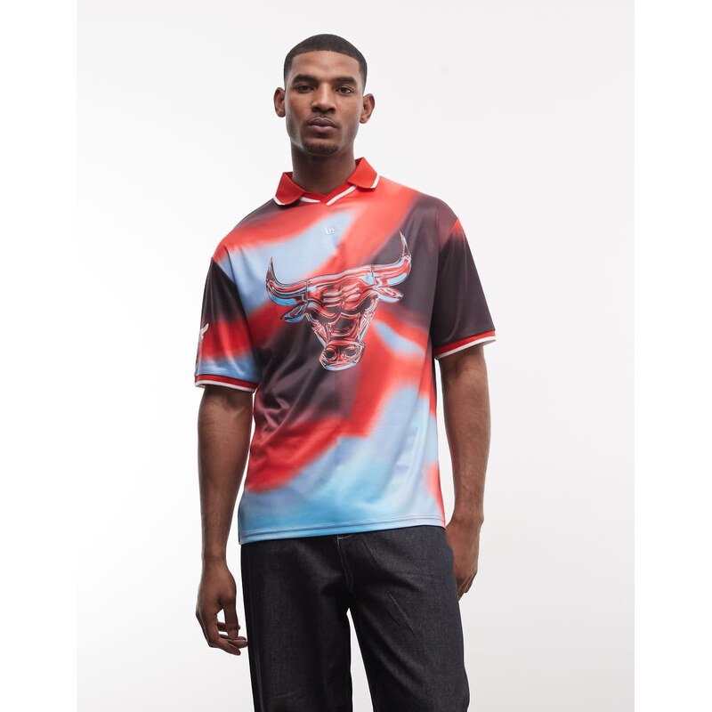 New Era Chicago Bulls graphic NBA jersey top in multi