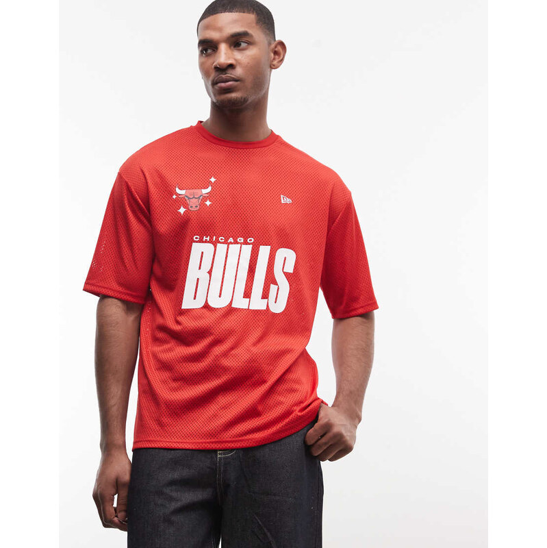 New Era Chicago Bulls graphic mesh t-shirt in red