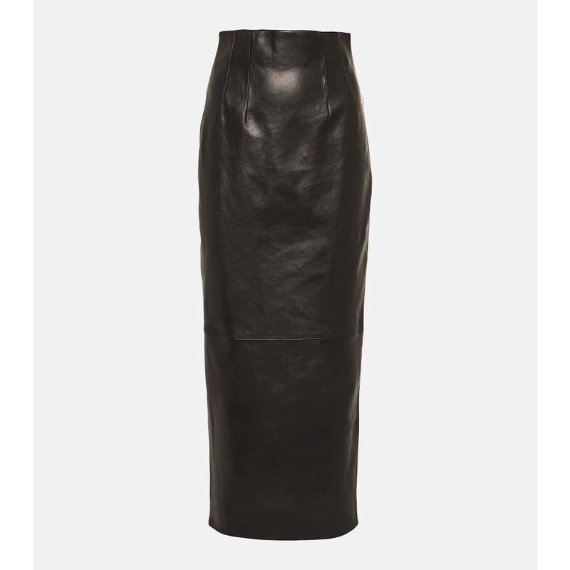 Khaite Loxley leather pencil skirt
