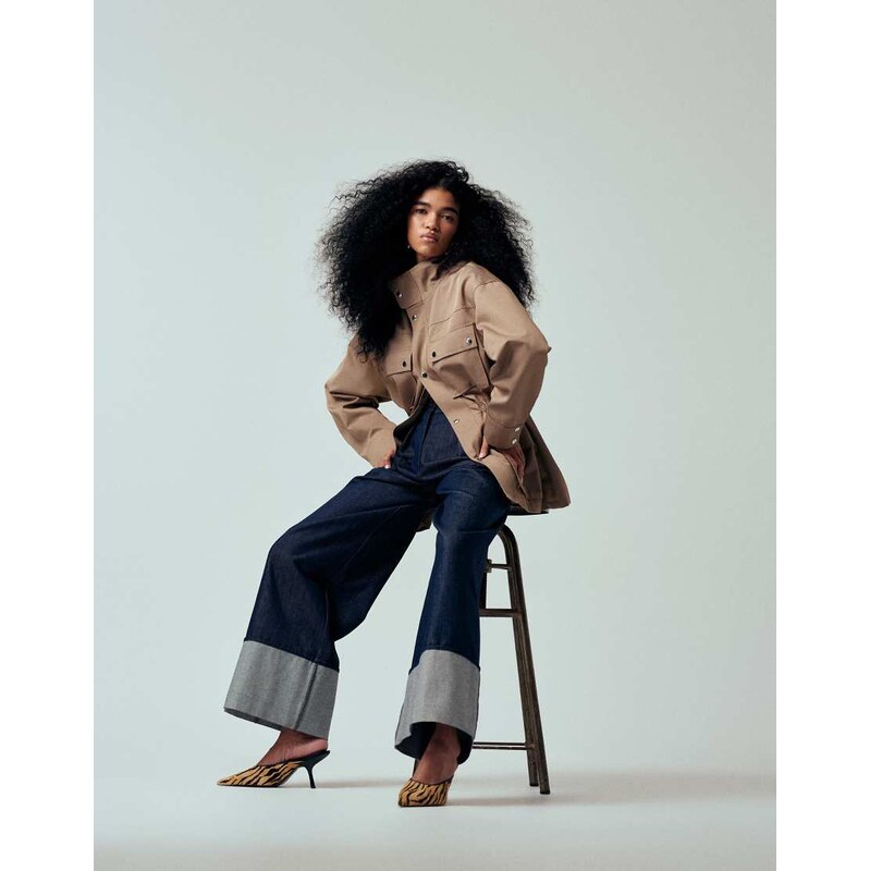 ASOS DESIGN funnel neck utility detail jacket in brown 114154625