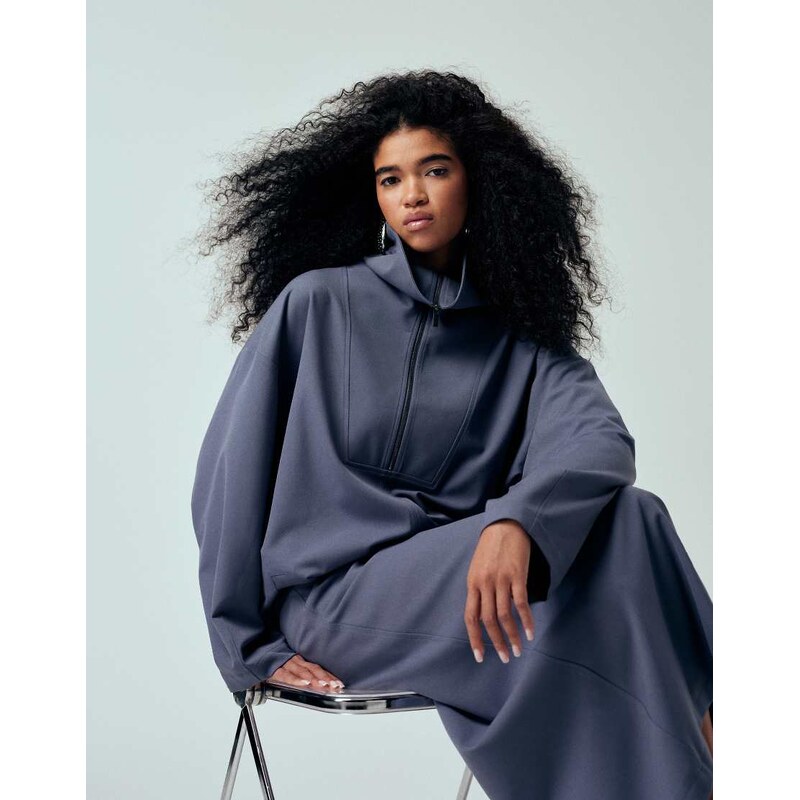 ASOS DESIGN tailored funnel neck jacket in blue co ord