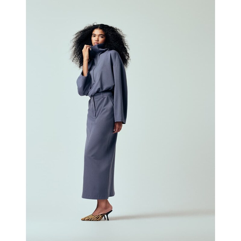 ASOS DESIGN tailored pencil maxi skirt in blue co ord
