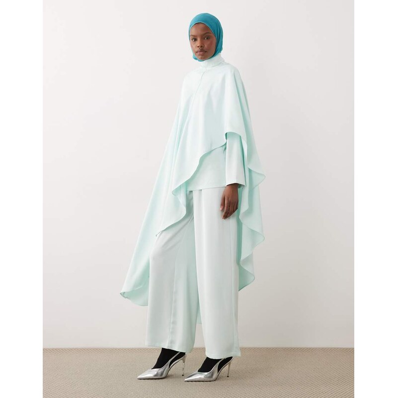 IYAL asymmetrical drape detail cape co-ord in mint-Green 114157342