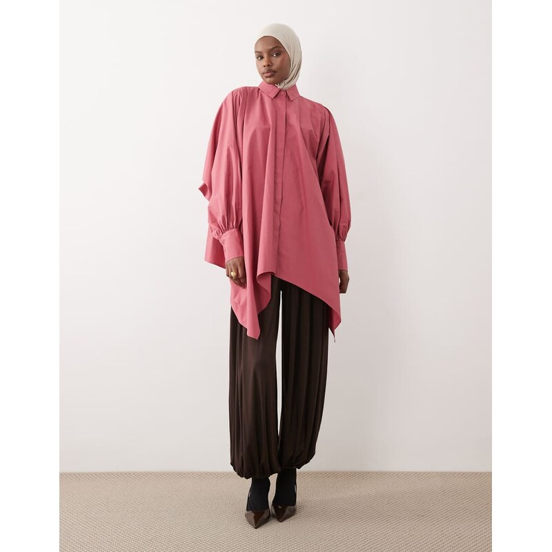IYAL jersey cuffed balloon leg trousers in brown-Black
