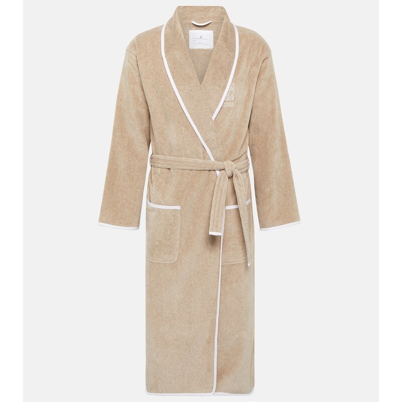 Brunello Cucinelli Linen-trimmed cotton terry bathrobe