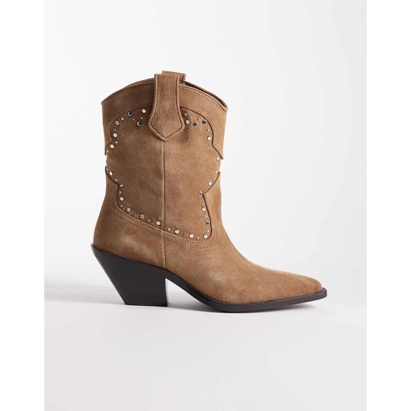 Mango western embellished boots in brown 114154687