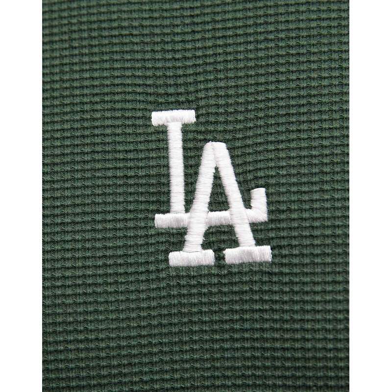 New Era LA Dodgers logo waffle oversized t-shirt in dark green