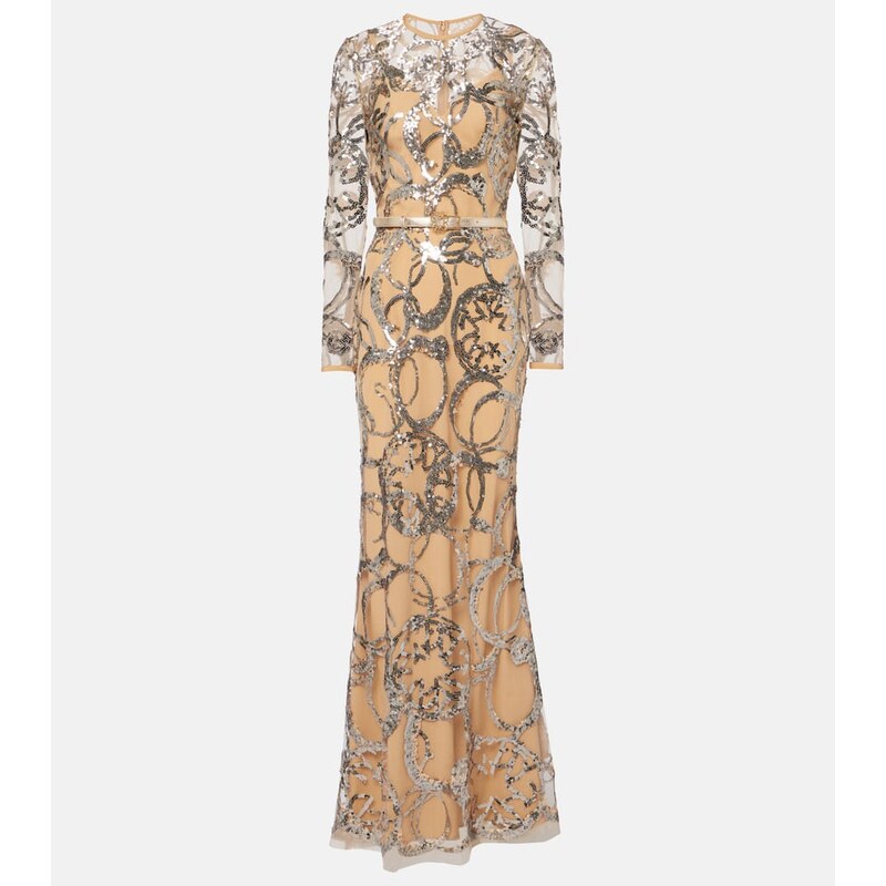 Elie Saab Sequined sheer tulle gown