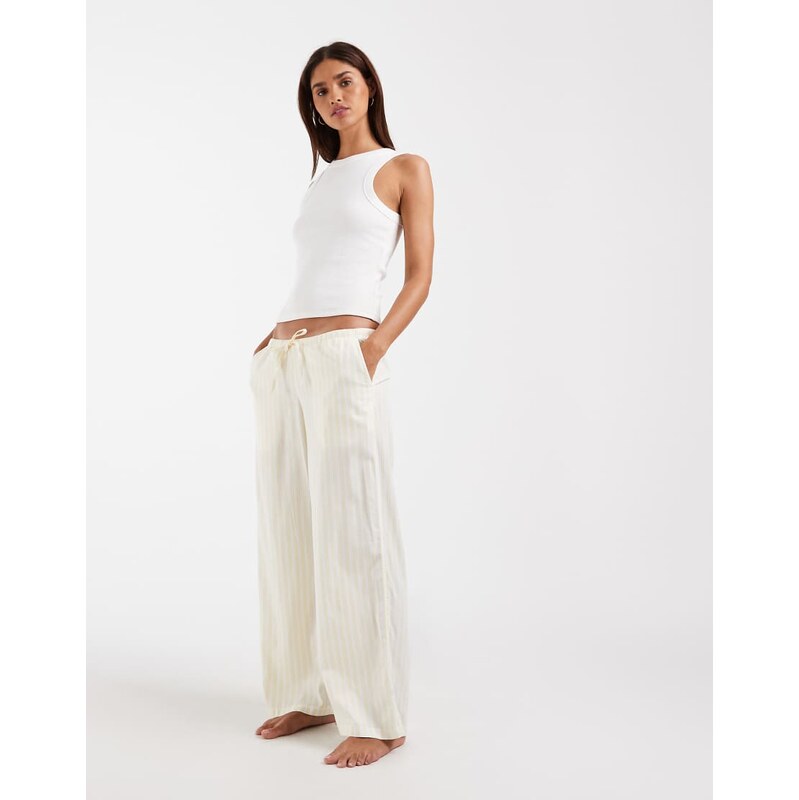 Hollister wide leg pyjama bottom in yellow