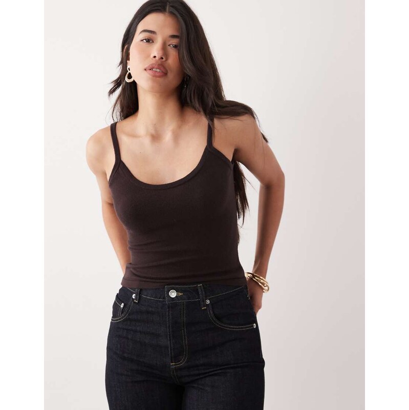 ASOS DESIGN knitted cami top co-ord in brown