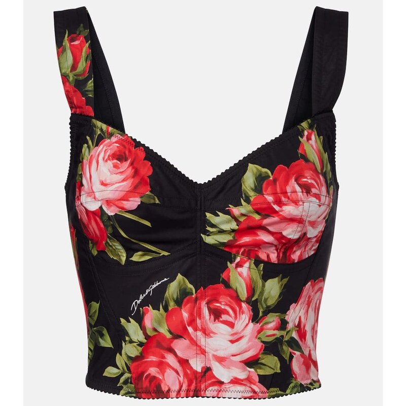 Dolce&Gabbana Floral cotton-blend bustier top