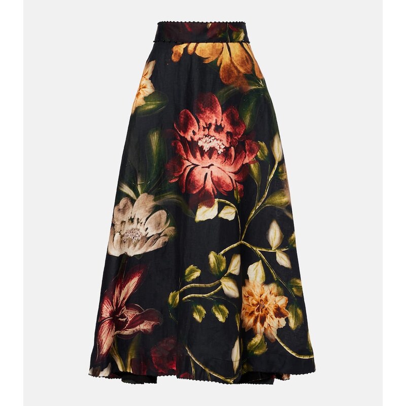 Agua by Agua Bendita Floral linen maxi skirt