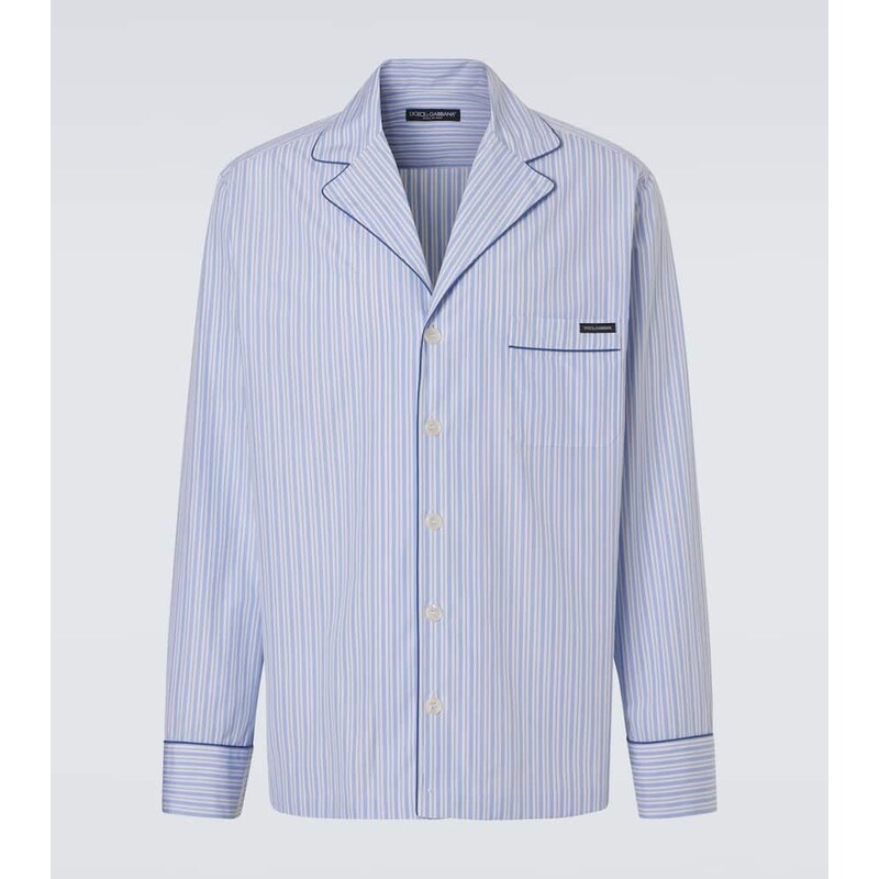 Dolce&Gabbana Striped cotton and silk poplin pajama shirt