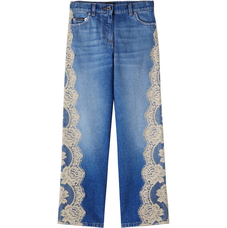 Dolce&Gabbana Kids Lace-trimmed straight jeans