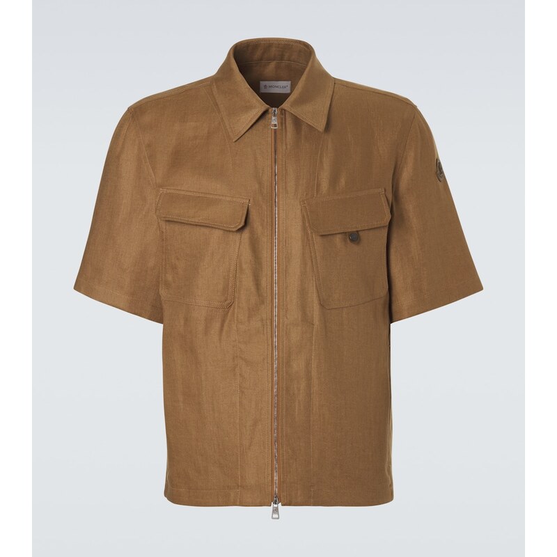 Moncler Linen twill zip-up shirt