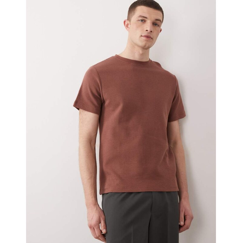 ASOS DESIGN regular fit t-shirt in brown waffle