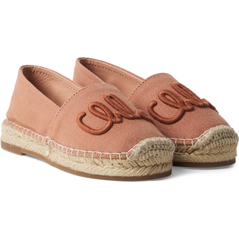 Chloe Kids ChloÃ Kids Logo leather-trimmed espadrilles