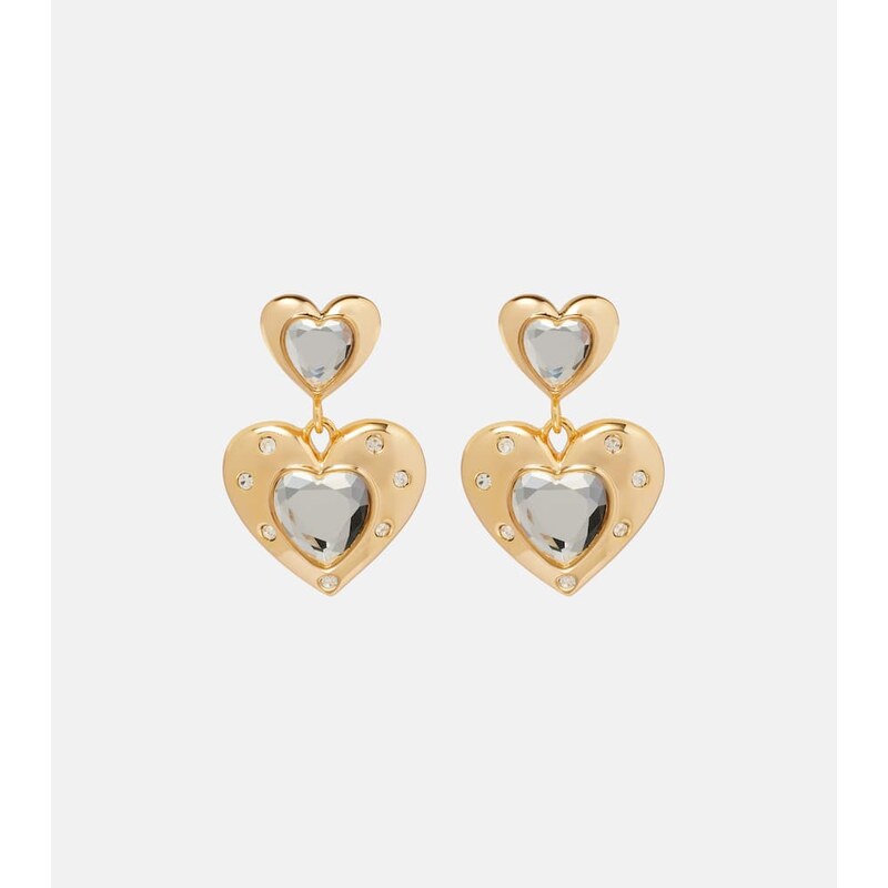 Self-Portrait Heart crystal-embellished earrings