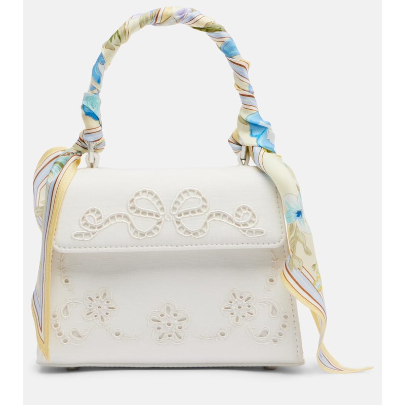 Self-Portrait Bow embroidered top-handle bag