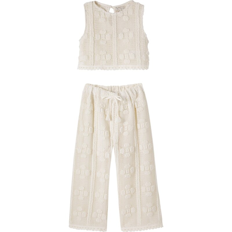 Bebe Organic Inez crochet cotton-blend top and pants set