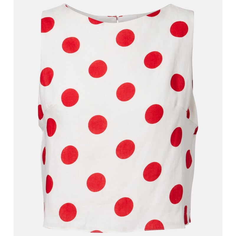 Cala de la Cruz Avelino polka-dot linen crop top