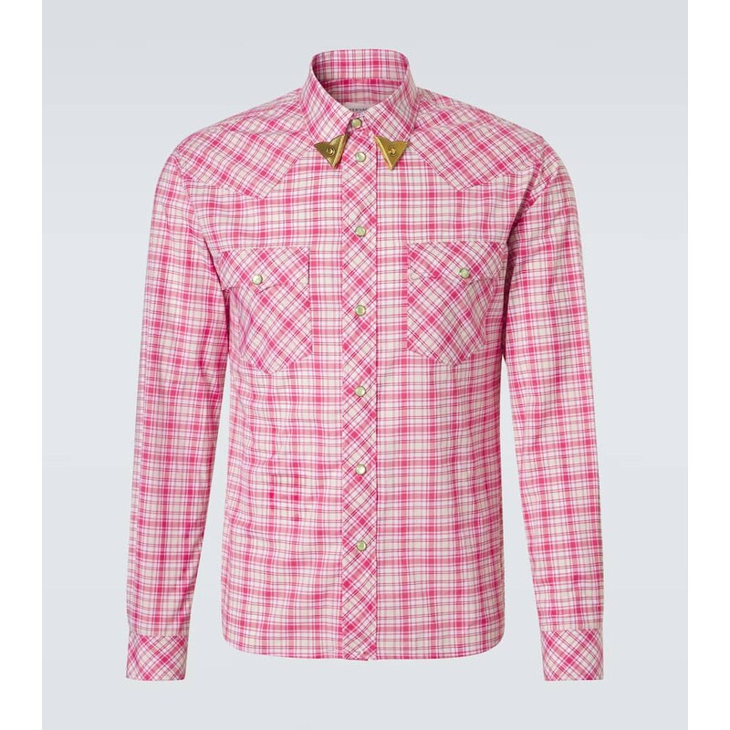 Versace Checked cotton poplin shirt