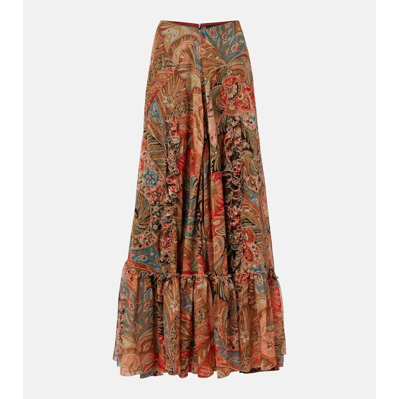 Etro Printed silk maxi skirt