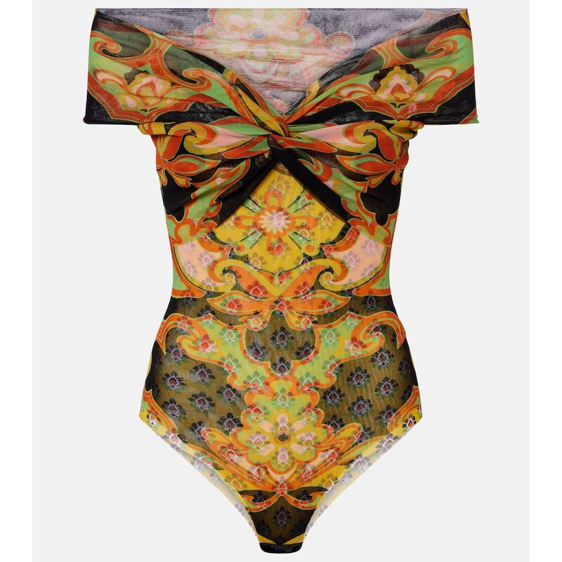 Dámský Etro bodysuit s volným ramenem, černá barva