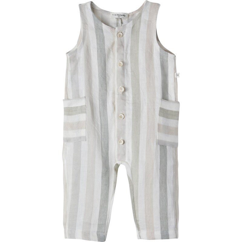 1 + in the Family Baby Mori striped linen playsuit