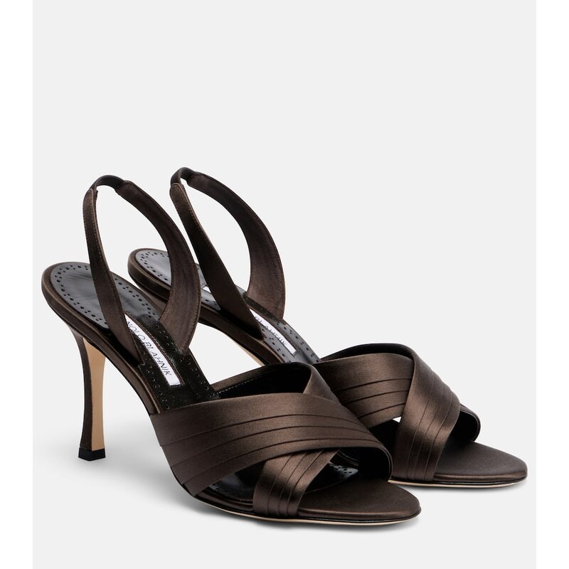 Manolo Blahnik Viera satin slingback sandals